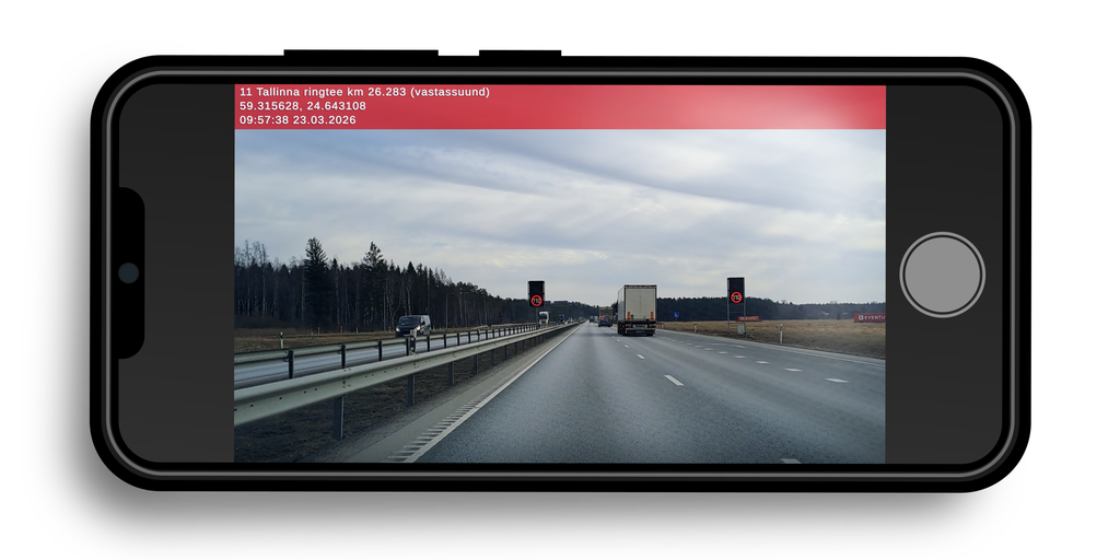 Roadinfo Camera example showing configurable road information on a recorded road image